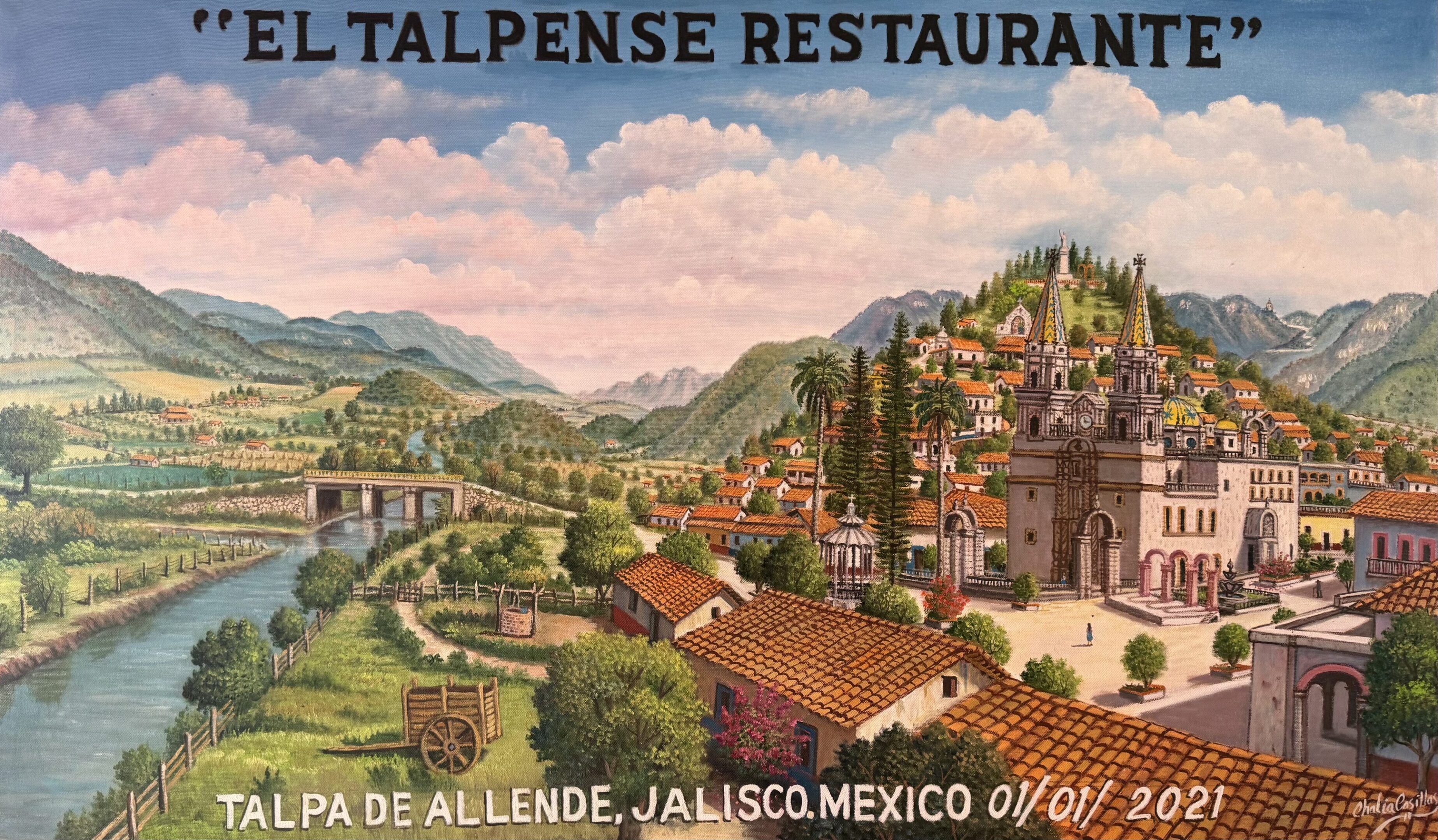 A painting of the town of talpense, mexico.