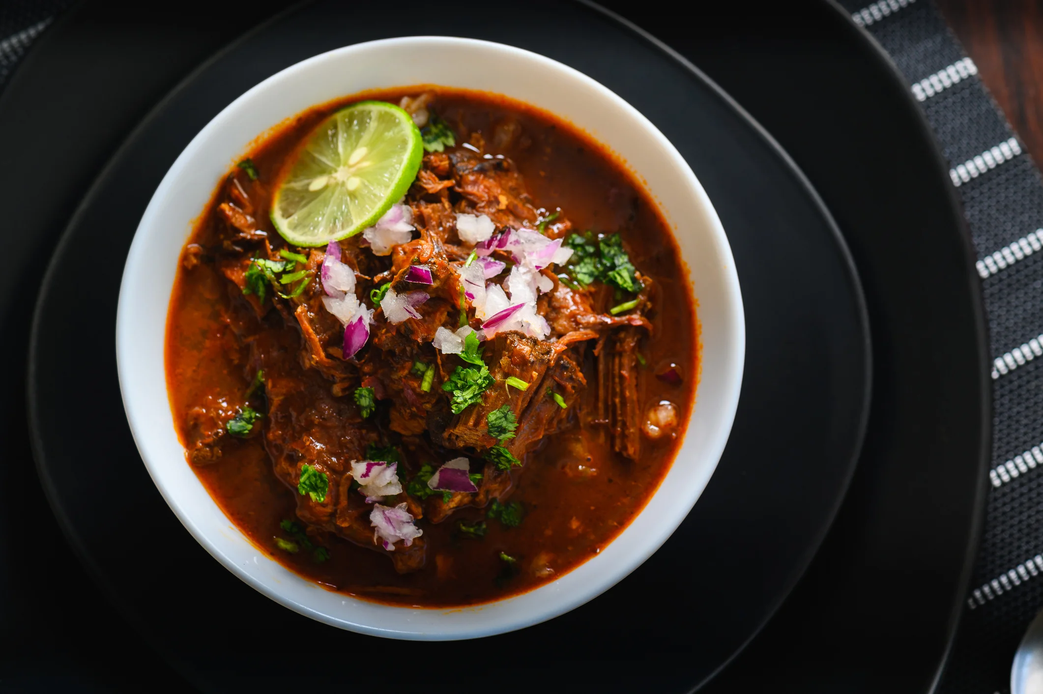 Delicious bowl of spicy beef stew.