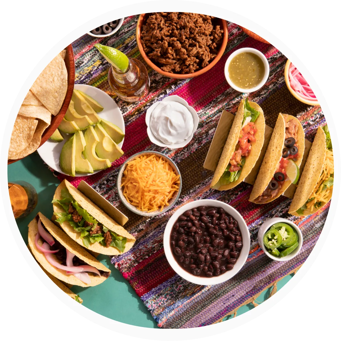 Delicious taco bar with all the fixings.